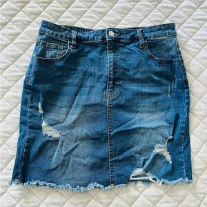 Denim skirt distressed medium wash SHEIN Xl
